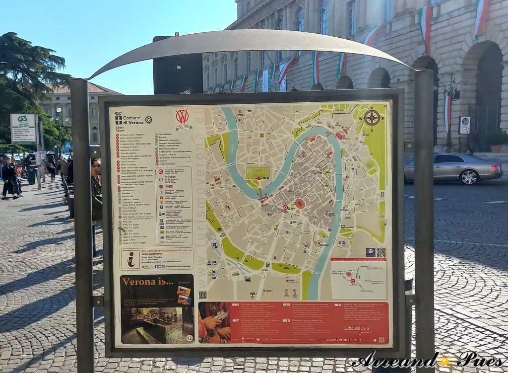 Recorrer Verona en un día: Lugares Imprescindibles. Plano de la ciudad con información turística.