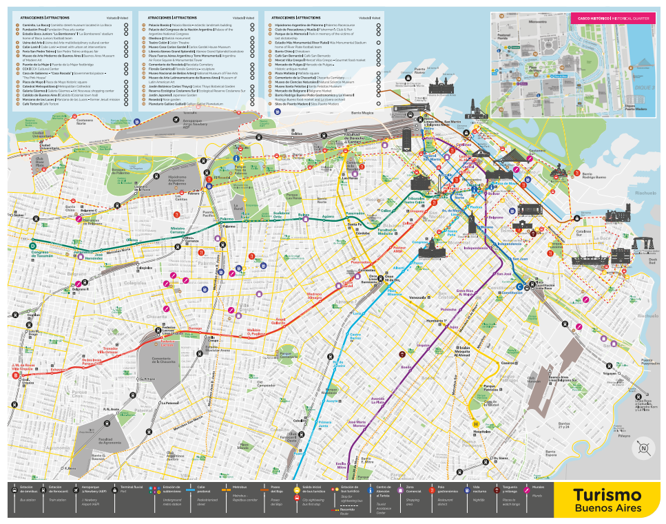 Mapa turístico de la Ciudad de Buenos Aires. Arreando Pues. Qué ver en Buenos Aires.