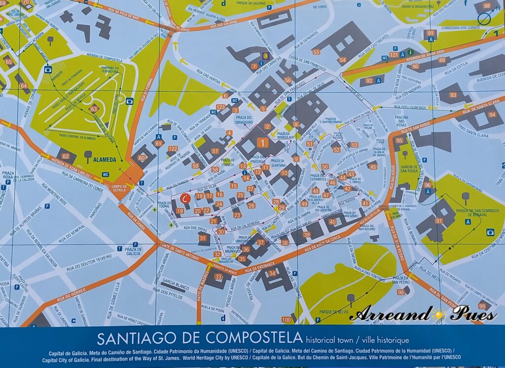 Qué ver en Santiago de Compostela: Guía para Visitar. Mapa turístico. Arreando Pues. 