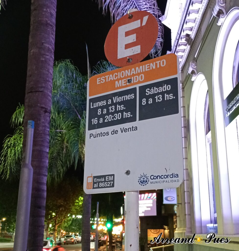 Horarios de Estacionamiento regulado en Concordia. Arreando Pues