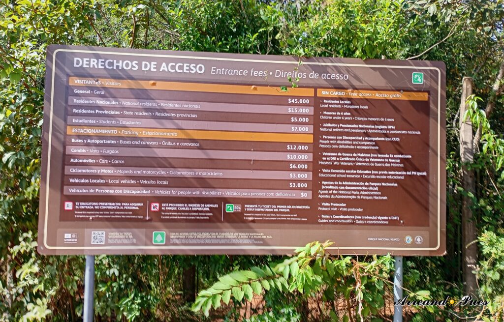 Precios de las entradas al parque Nacional Iguazú en Enero 2026.
