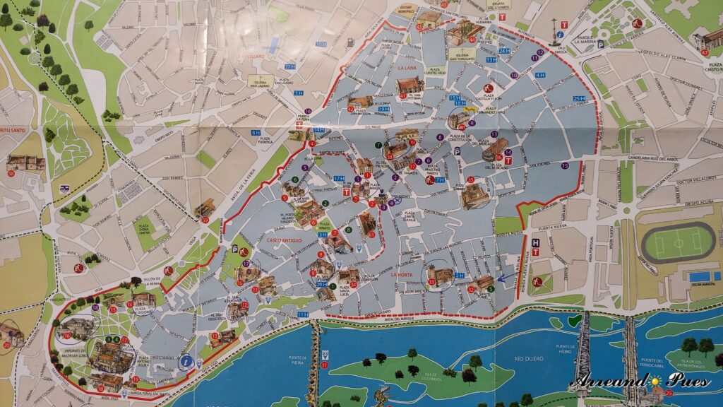 Mapa turístico con los principales puntos en Qué ver en Zamora: Guía Completa.